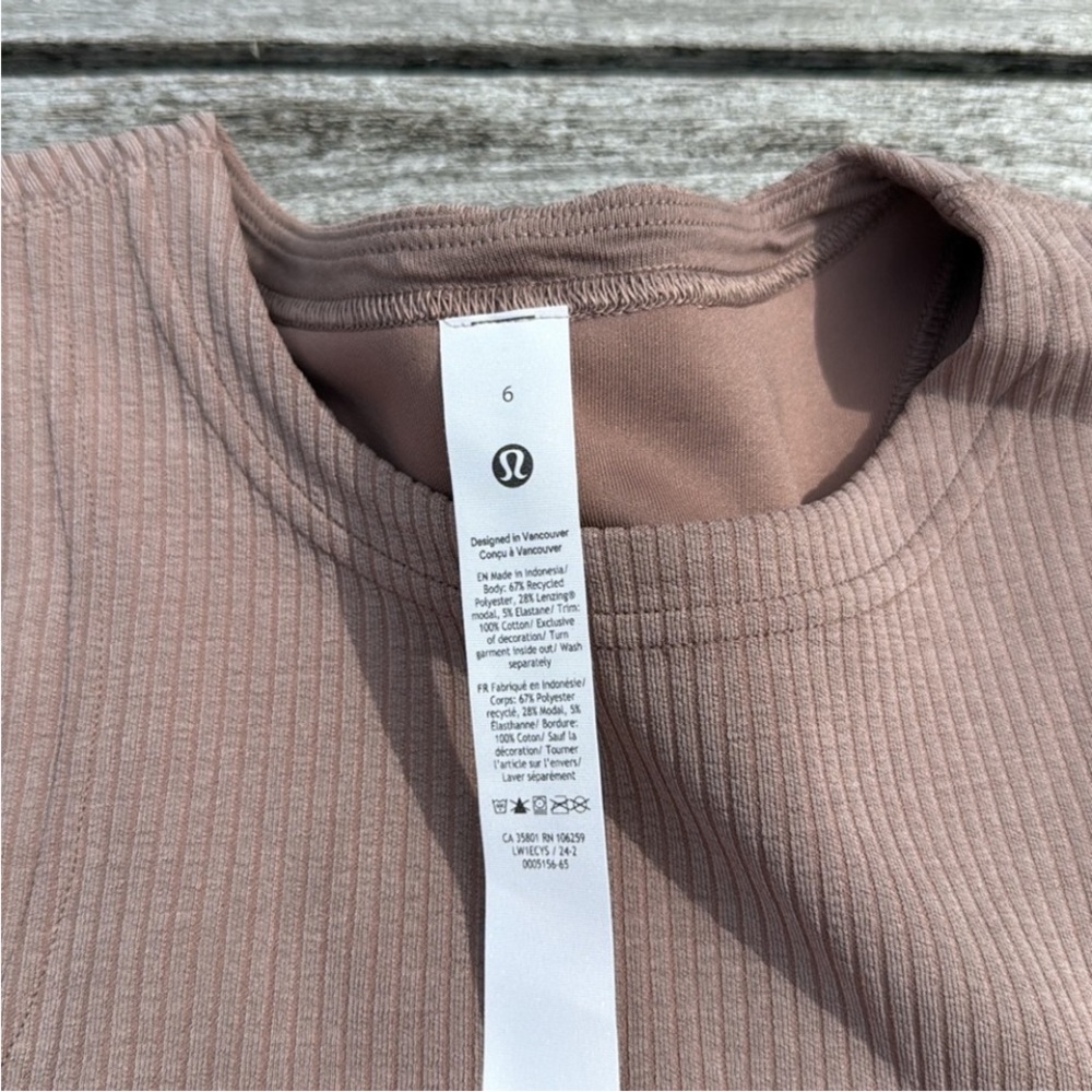 Lululemon Ribbed Softstreme Slim-Fit Tank Dress in Taupetastic Sz. 6 NWT - Picture 4 of 5